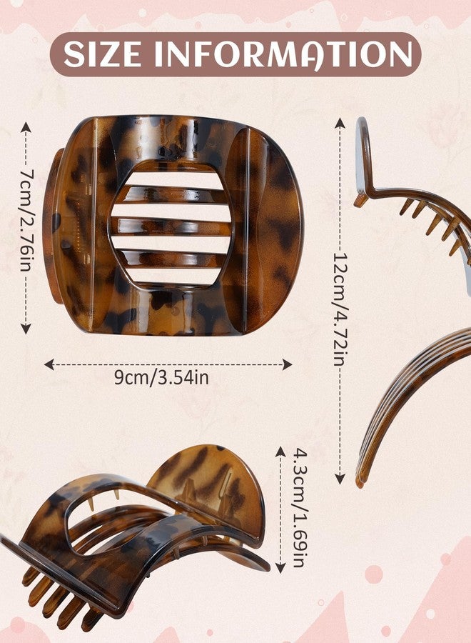 سي اتش ال اي انس اس 6 قطع من مشابك الشعر المسطحة للنساء، متوسطة الحجم، مانعة للانزلاق، ذات قبضة قوية، مناسبة للشعر الخفيف (نقشة جلد النمر (بني فاتح + بني غامق + بني)) - Image 2
